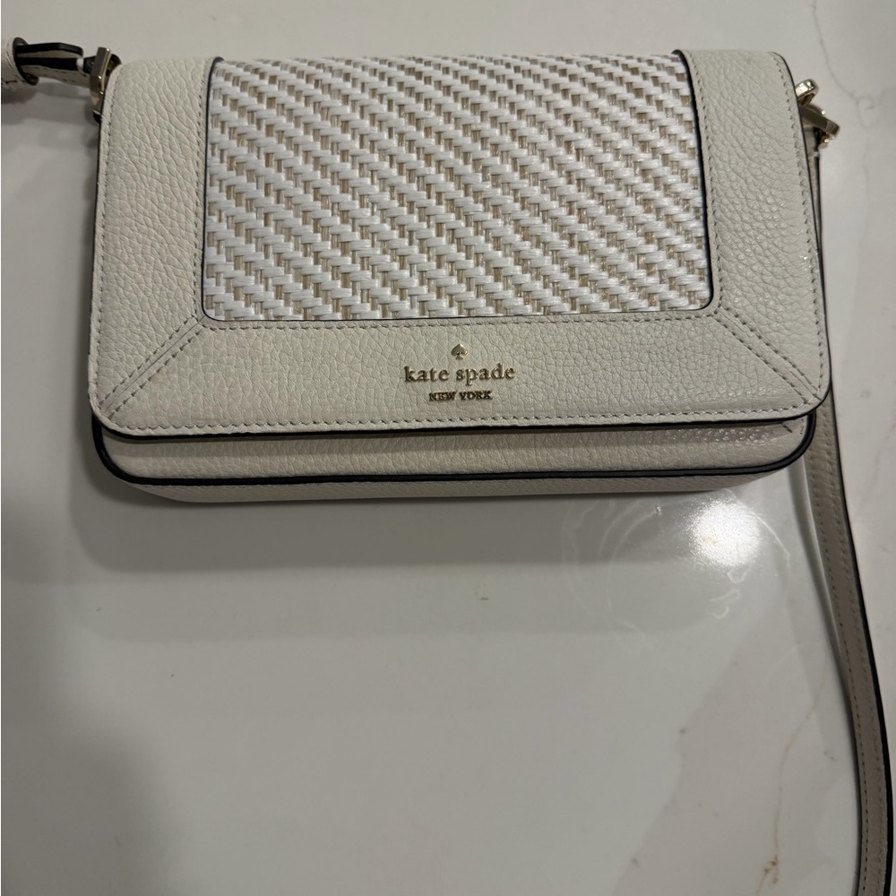 kate spade White Woven-Texture Crossbody Bag